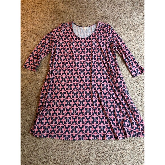 Women’s Simply Southern XXL Blue and Pink Beach Dress Resort Wear EUC 2XL - Picture 2 of 5